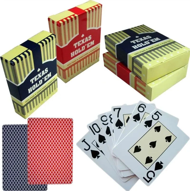 Jumbo Waterproof 0.32mm New 100% Plastic Texas Playing Cards with Matte Finish